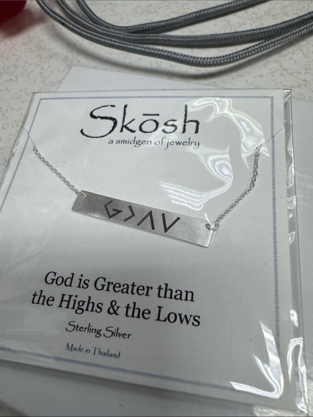 Skosh Sterling Silver 'God is Greater' Bar Necklace - Silver
